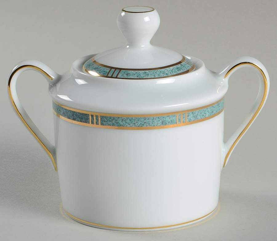 Antinea Vert Sugar Bowl & Lid by Bernardaud-1
