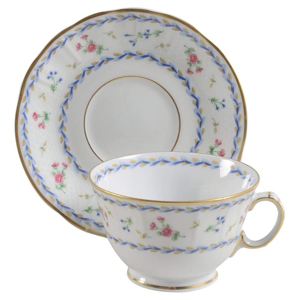 Artois Bleu Footed Cup & Saucer Set by Bernardaud-1
