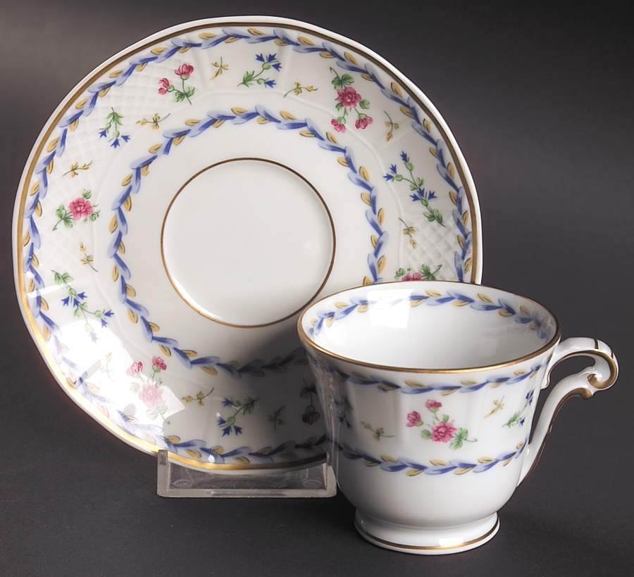 Artois Bleu Footed Demitasse Cup & Saucer Set by Bernardaud-1