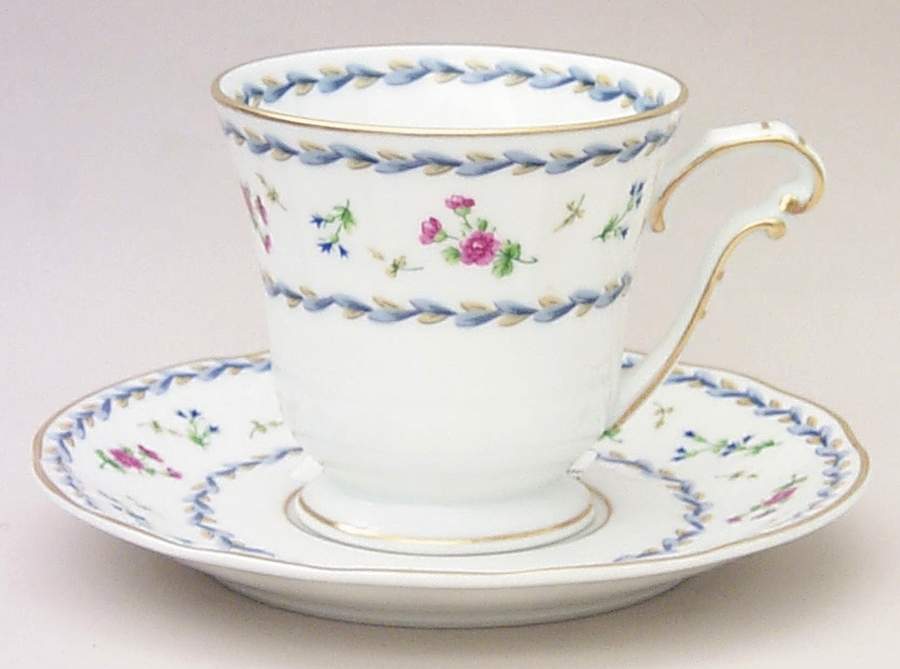 Artois Bleu Footed Cup & Saucer Set by Bernardaud-1