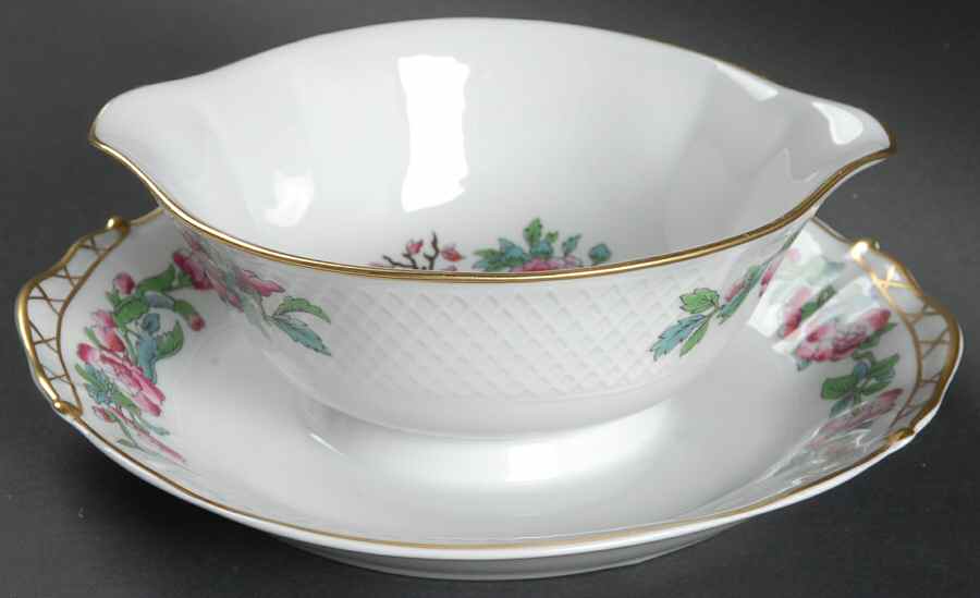 Arbre Des Indes Gravy Boat with Attached Underplate by Bernardaud-1