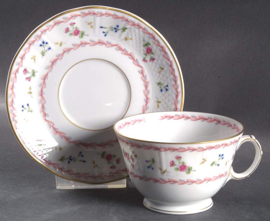 Artois Rose Footed Cup & Saucer Set by Bernardaud-1