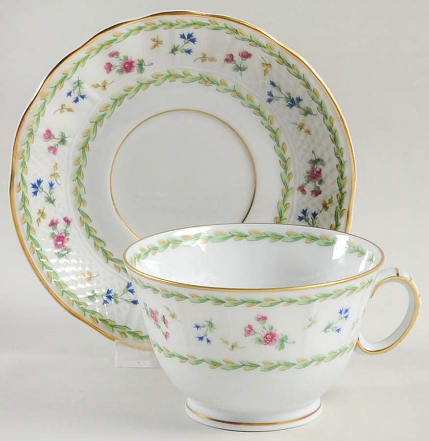 Artois Vert (Versailles Shape) Footed Cup & Saucer Set by Bernardaud-1