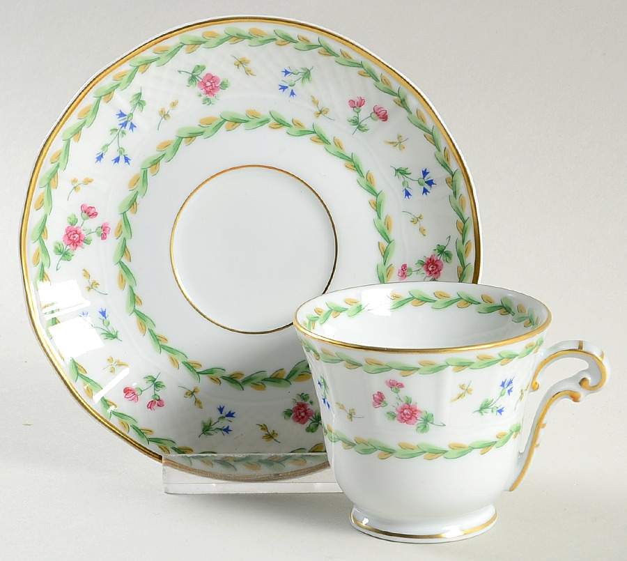 Artois Vert (Versailles Shape) Footed Demitasse Cup & Saucer Set by Bernardaud-1