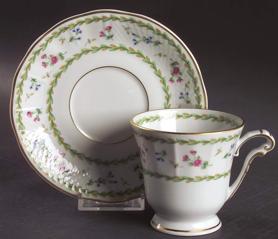 Artois Vert (Versailles Shape) Footed Cup & Saucer Set by Bernardaud-1