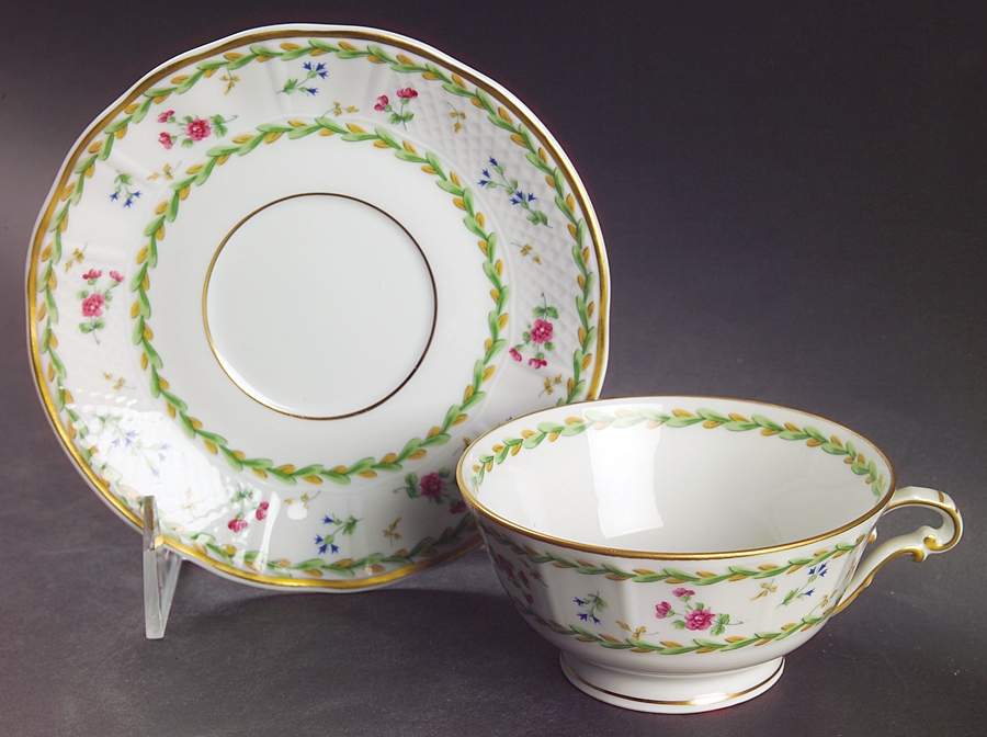 Artois Vert (Versailles Shape) Footed Cup & Saucer Set by Bernardaud-1