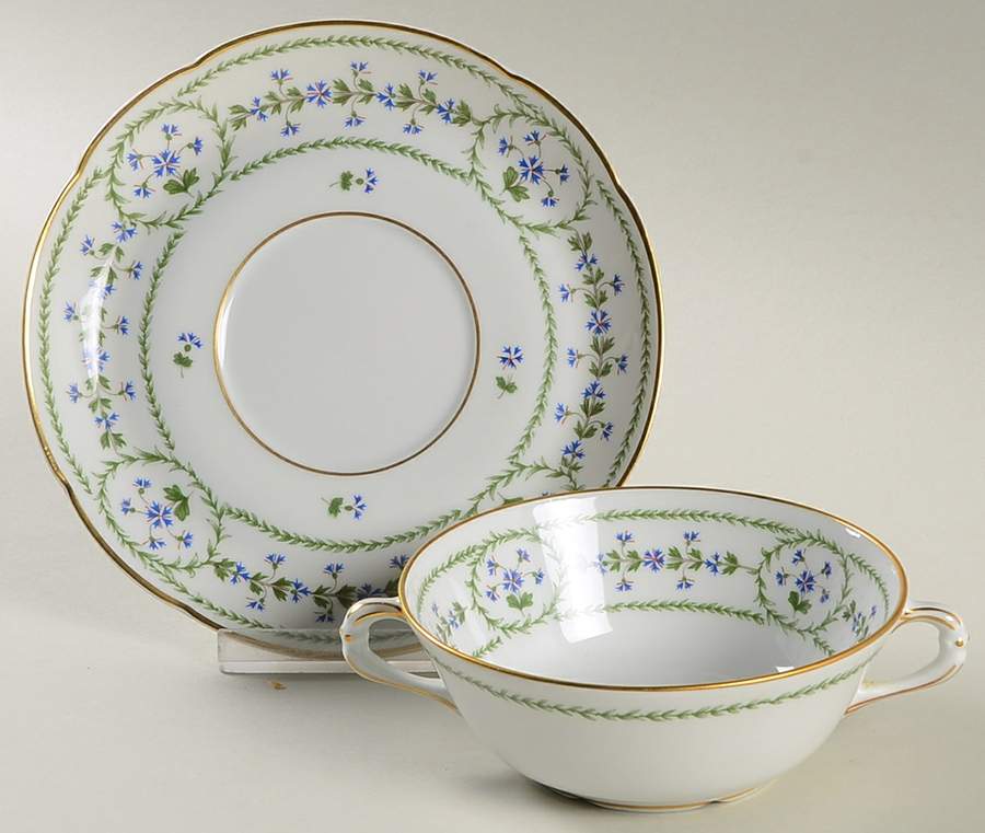 Barbeaux Flat Cream Soup Bowl & Saucer Set by Bernardaud-1