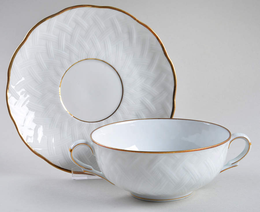 Baudelaire Flat Cream Soup Bowl & Saucer Set by Bernardaud-1
