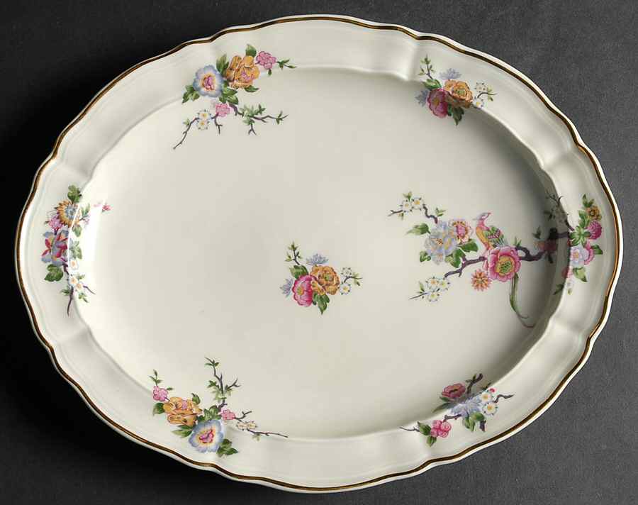 Bengali (Cream, Regence) 13" Oval Serving Platter by Bernardaud-1