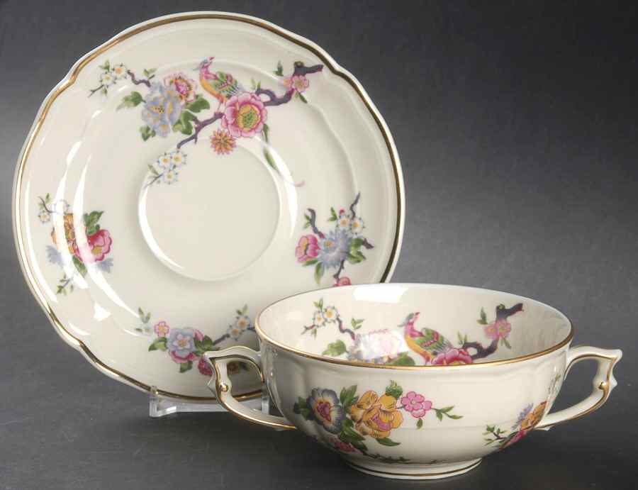 Bengali (Cream, Regence) Flat Cream Soup Bowl & Saucer Set by Bernardaud-1