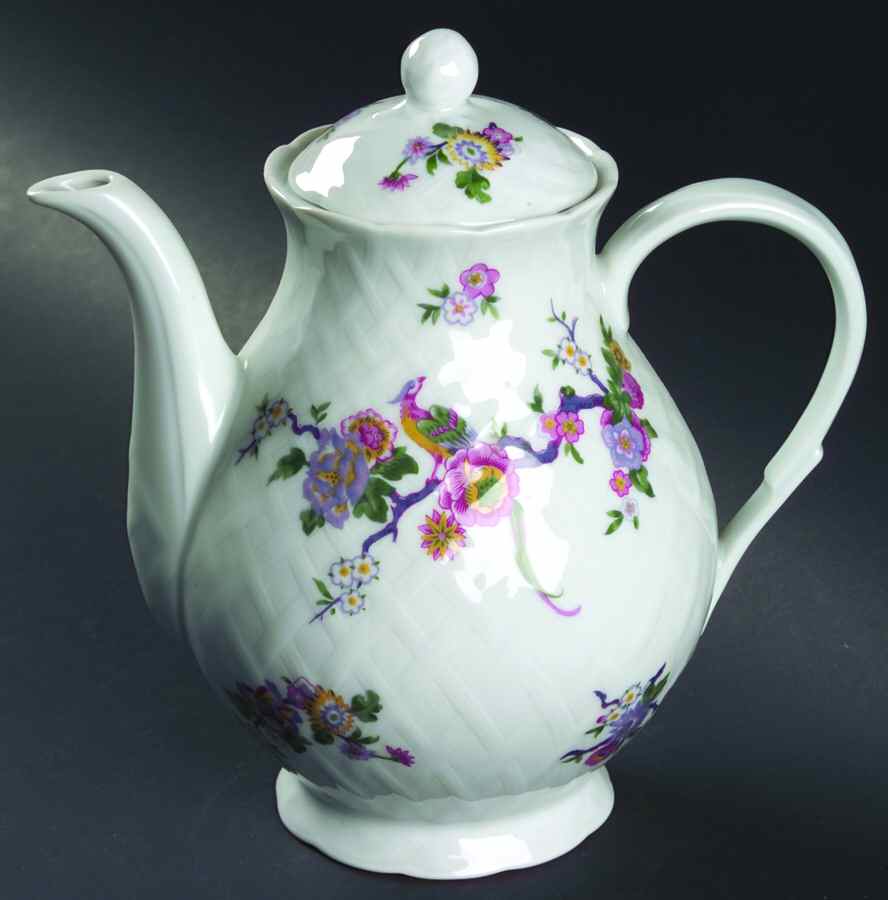 Bengali (White, Vannerie) Coffee Pot & Lid by Bernardaud-1