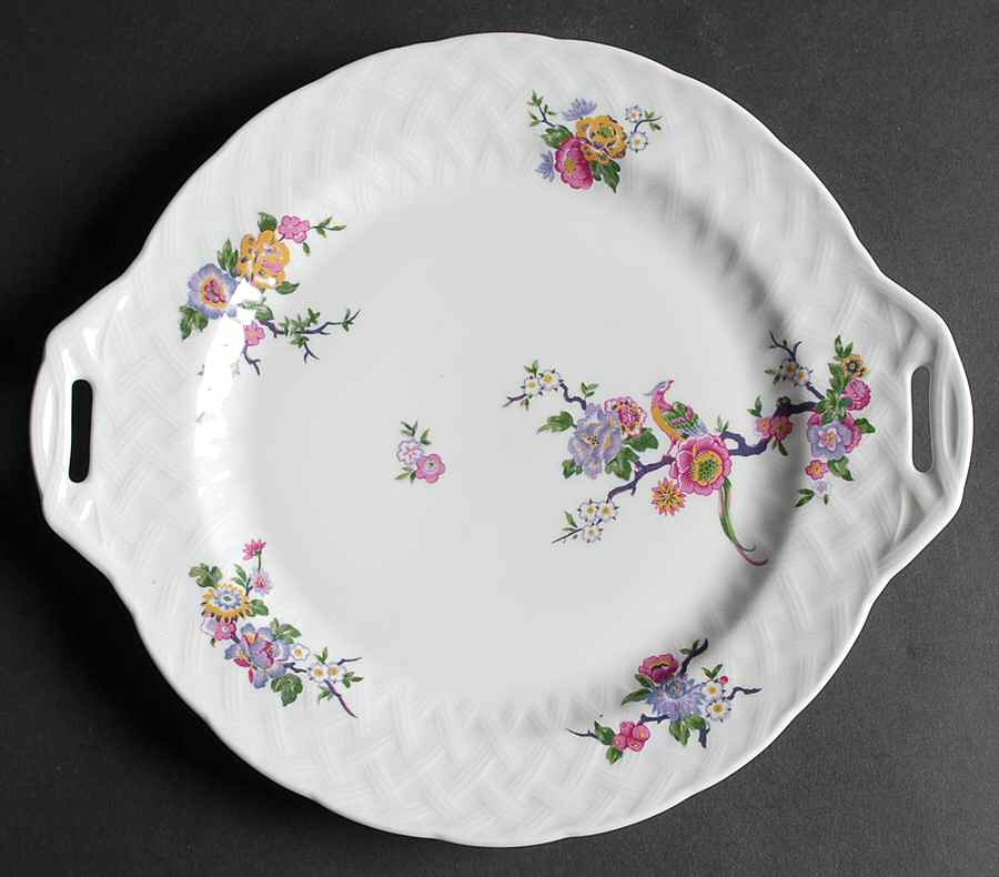 Bengali (White, Vannerie) Handled Cake Plate by Bernardaud-1