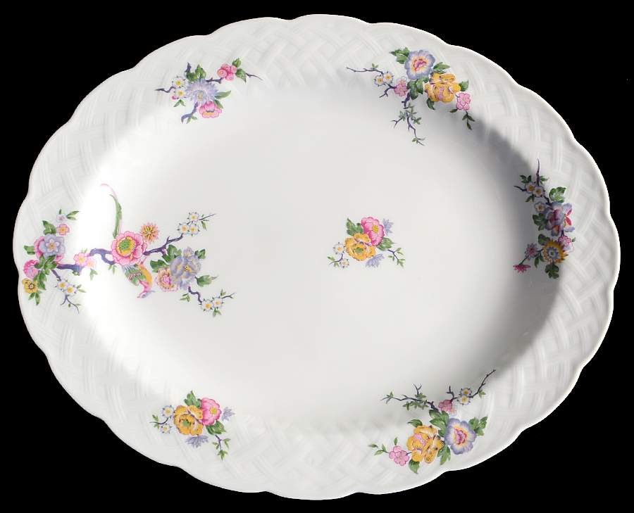 Bengali (White, Vannerie) 13" Oval Serving Platter by Bernardaud-1