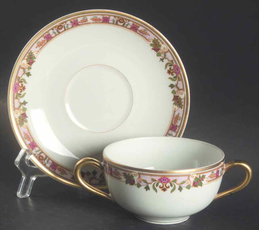 BER104 Flat Bouillon Cup & Saucer by Bernardaud-1