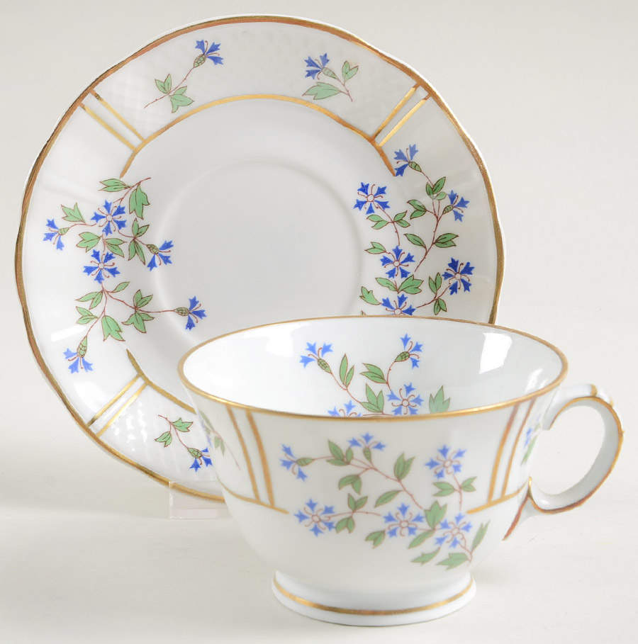 Bleuets Footed Cup & Saucer Set by Bernardaud-1
