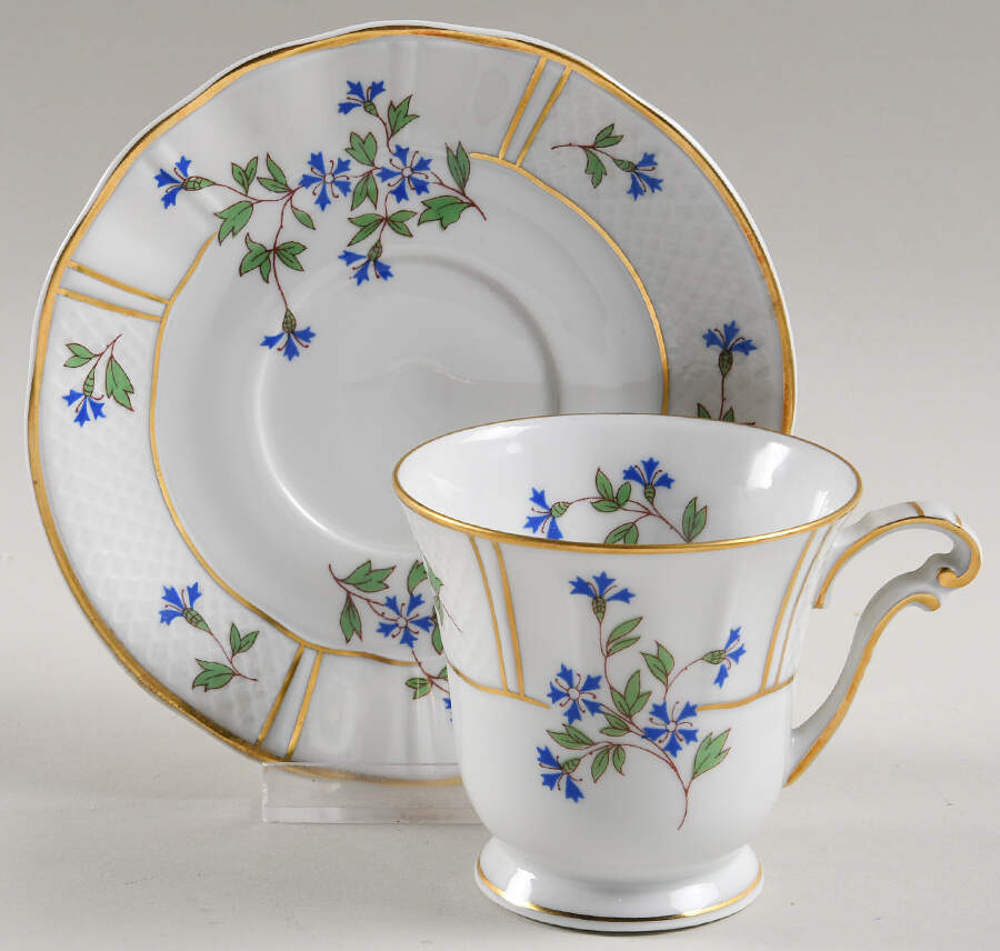 Bleuets Footed Cup & Saucer Set by Bernardaud-1