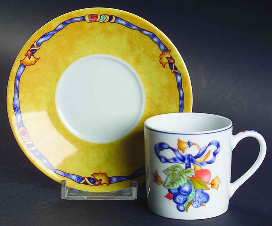 Borghese Flat Demitasse Cup & Saucer Set by Bernardaud-1