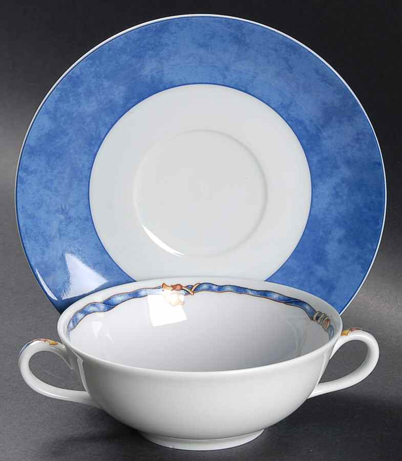Borghese Flat Cream Soup Bowl & Saucer Set by Bernardaud-1