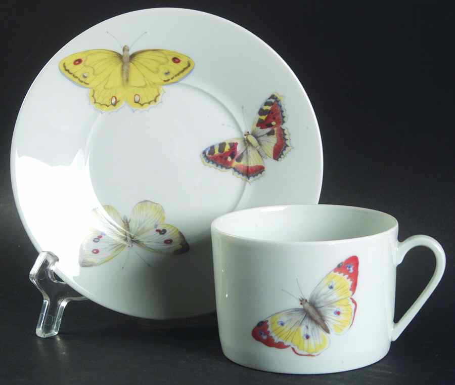 Butterfly (Smooth) Flat Cup & Saucer Set by Bernardaud-1