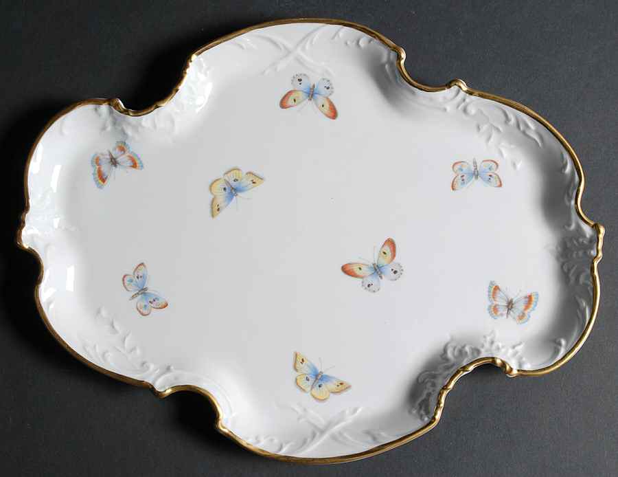 Butterfly (Smooth) 12" Oval Scalloped Tray by Bernardaud-1