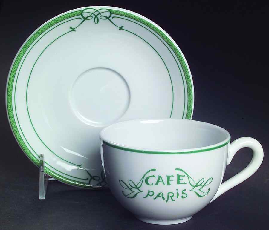 Cafe Paris Green Flat Cup & Saucer Set by Bernardaud-1