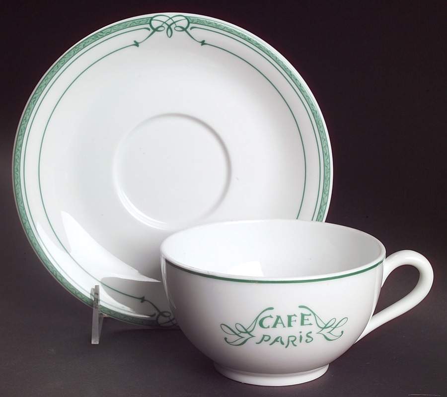 Cafe Paris Green Jumbo Cup & Saucer Set by Bernardaud-1