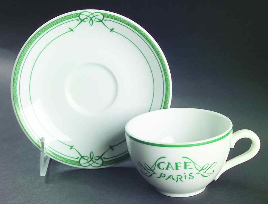 Cafe Paris Green Flat Cup & Saucer Set by Bernardaud-1