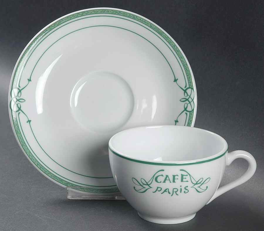Cafe Paris Green Flat Cup & Saucer Set by Bernardaud-1