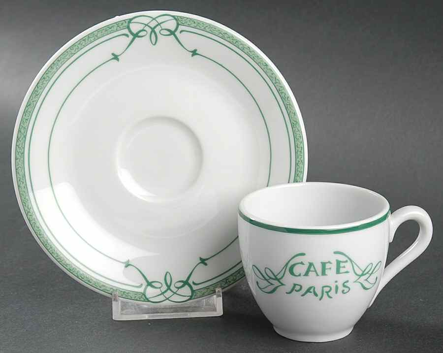 Cafe Paris Green Flat Demitasse Cup & Saucer Set by Bernardaud-1