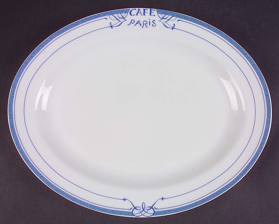 Cafe Paris Blue 13" Oval Serving Platter by Bernardaud-1