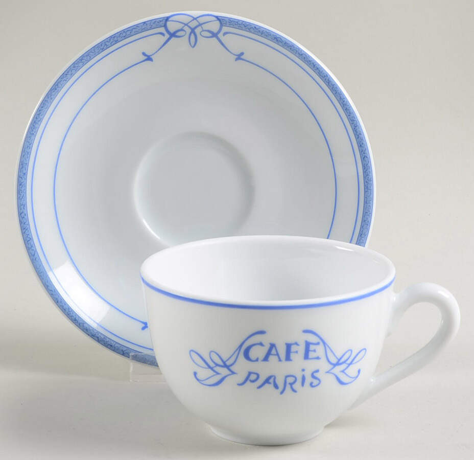 Cafe Paris Blue Flat Cup & Saucer Set by Bernardaud-1