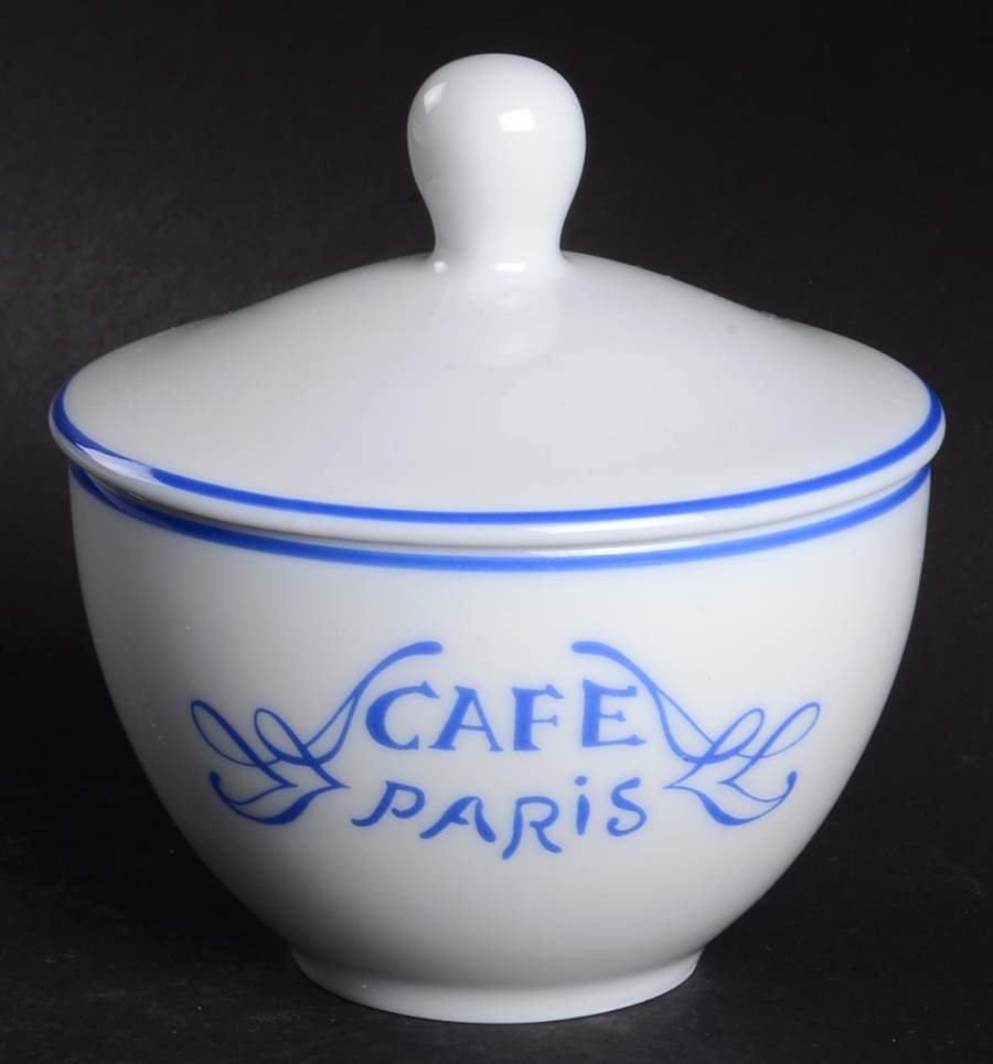 Cafe Paris Blue Sugar Bowl & Lid by Bernardaud-1