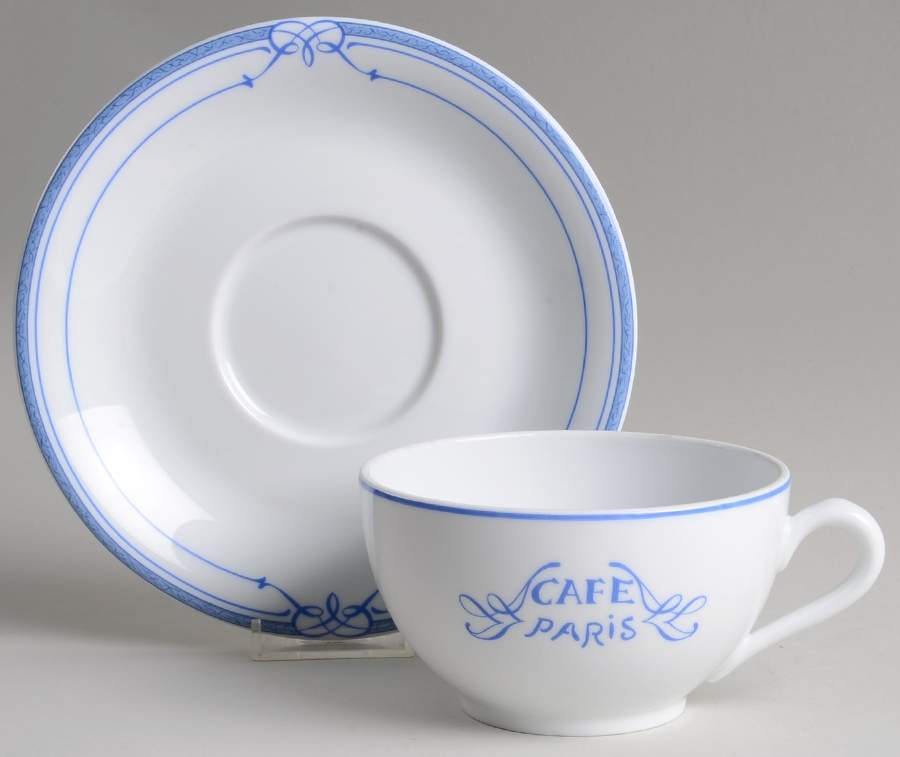 Cafe Paris Blue Jumbo Cup & Saucer Set by Bernardaud-1