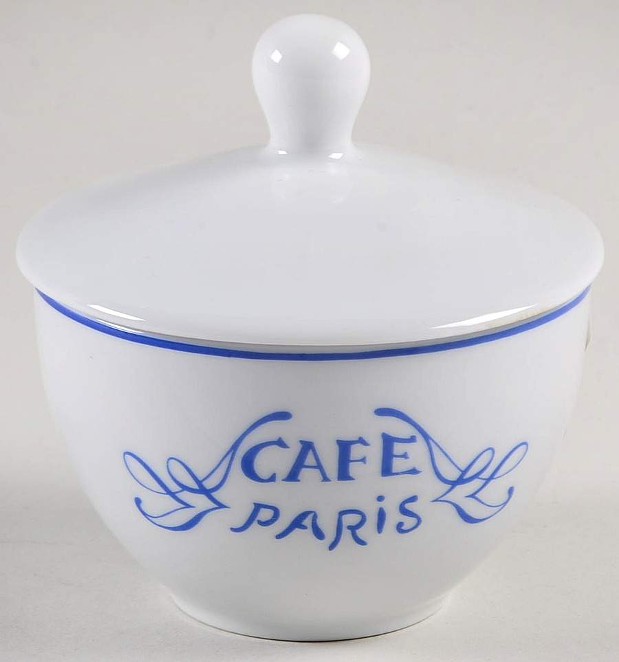 Cafe Paris Blue Sugar Bowl & Lid by Bernardaud-1