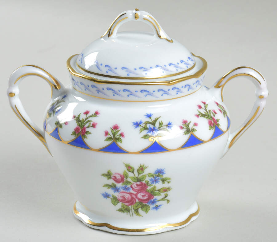 Chateaubriand Blue Mini Sugar Bowl & Lid by Bernardaud-1