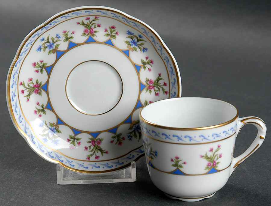 Chateaubriand Blue Footed Demitasse Cup & Saucer Set by Bernardaud-1