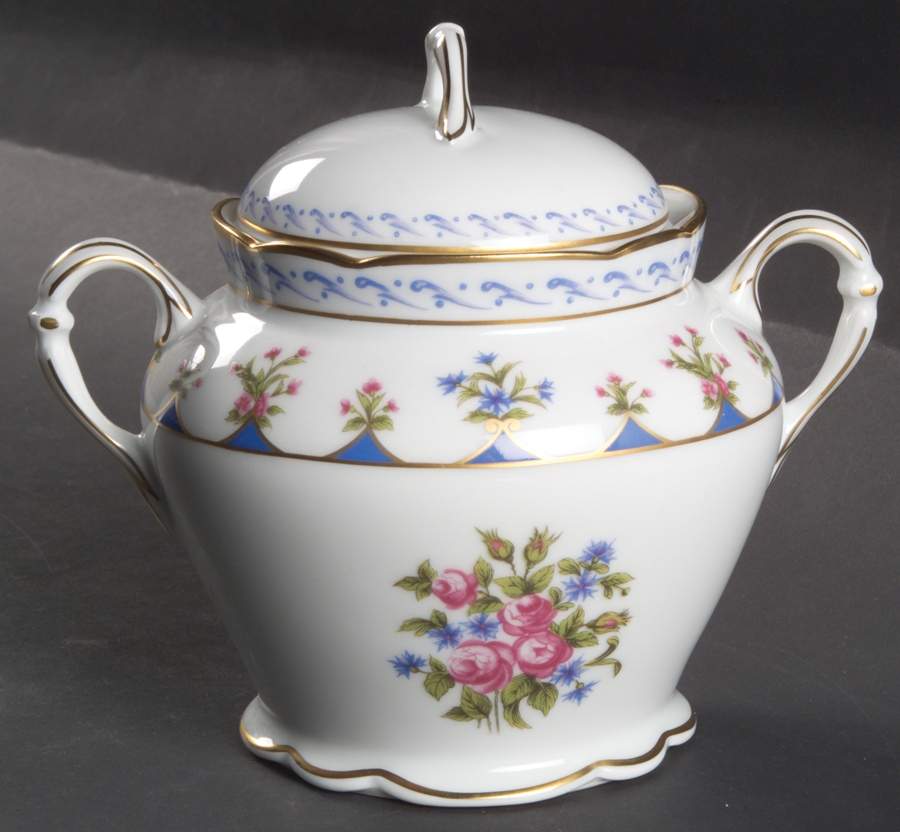 Chateaubriand Blue Oversize Sugar Bowl & Lid by Bernardaud-1