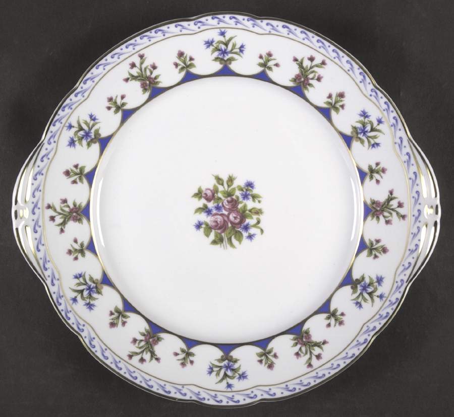 Chateaubriand Blue Handled Cake Plate by Bernardaud-1