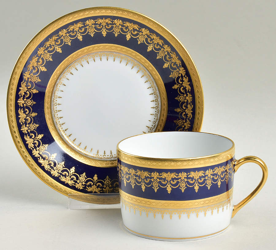 Chenonceaux Cobalt Flat Cup & Saucer Set by Bernardaud-1