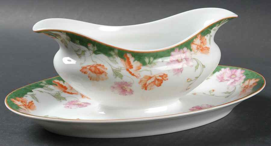 Colette Gravy Boat with Attached Underplate by Bernardaud-1