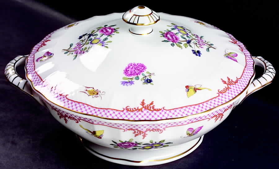 Compagnie Des Indes Red Tureen &  Lid by Bernardaud-1