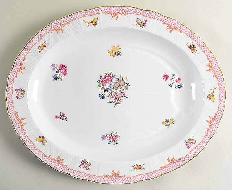 Compagnie Des Indes Red 17" Oval Serving Platter by Bernardaud-1