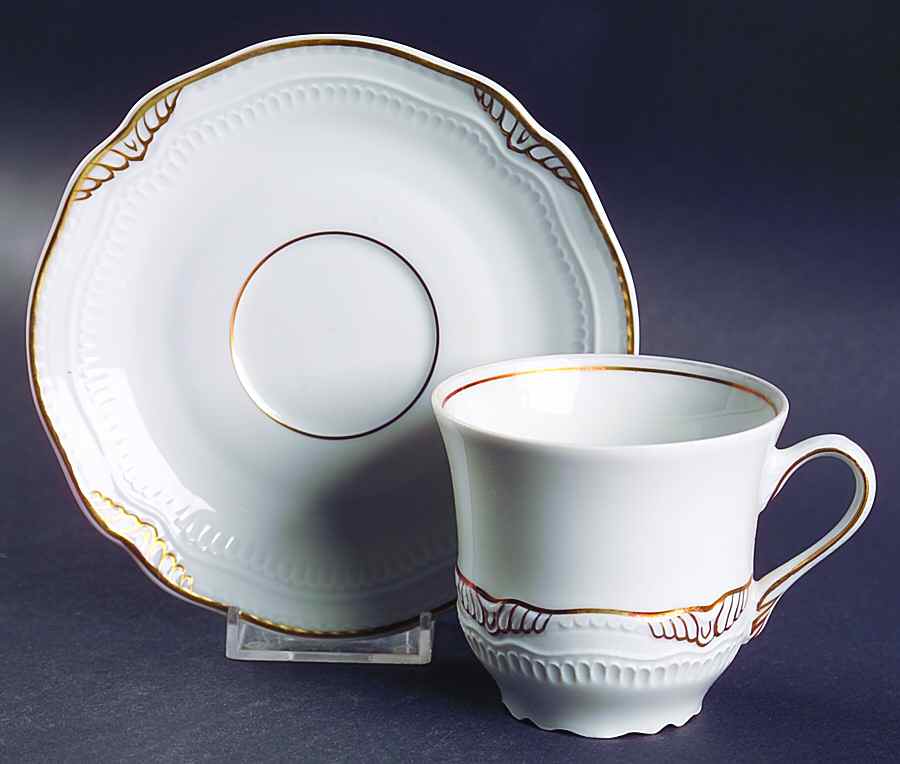 Dupleix Gold Flat Cup & Saucer Set by Bernardaud-1