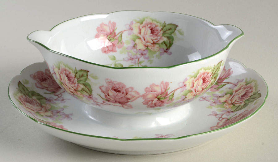 Eugenie De Montijo Round Gravy Boat/Attached Underplate by Bernardaud-1