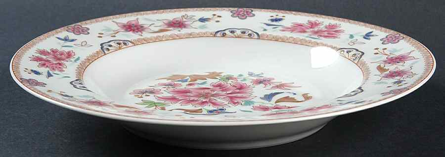 Famille Rose Rim Soup Bowl by Bernardaud-1