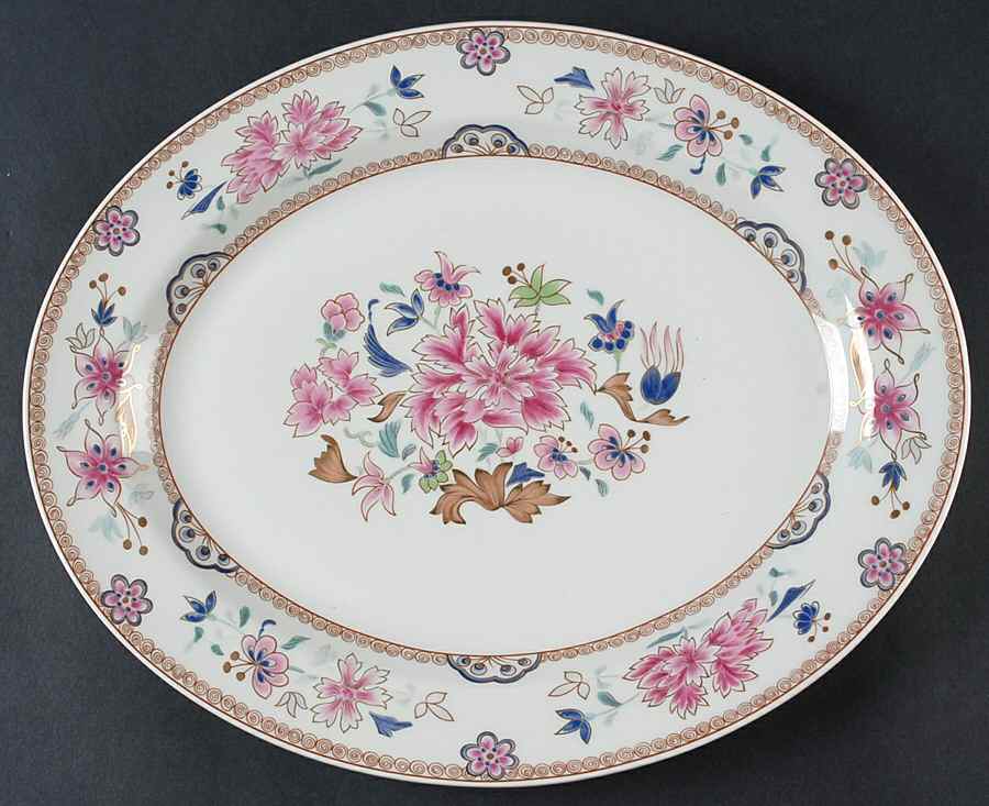 Famille Rose 13" Oval Serving Platter by Bernardaud-1