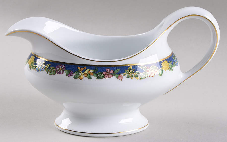 Fiorini Bleu (No Gold Outlined Flowers) Gravy Boat by Bernardaud-1