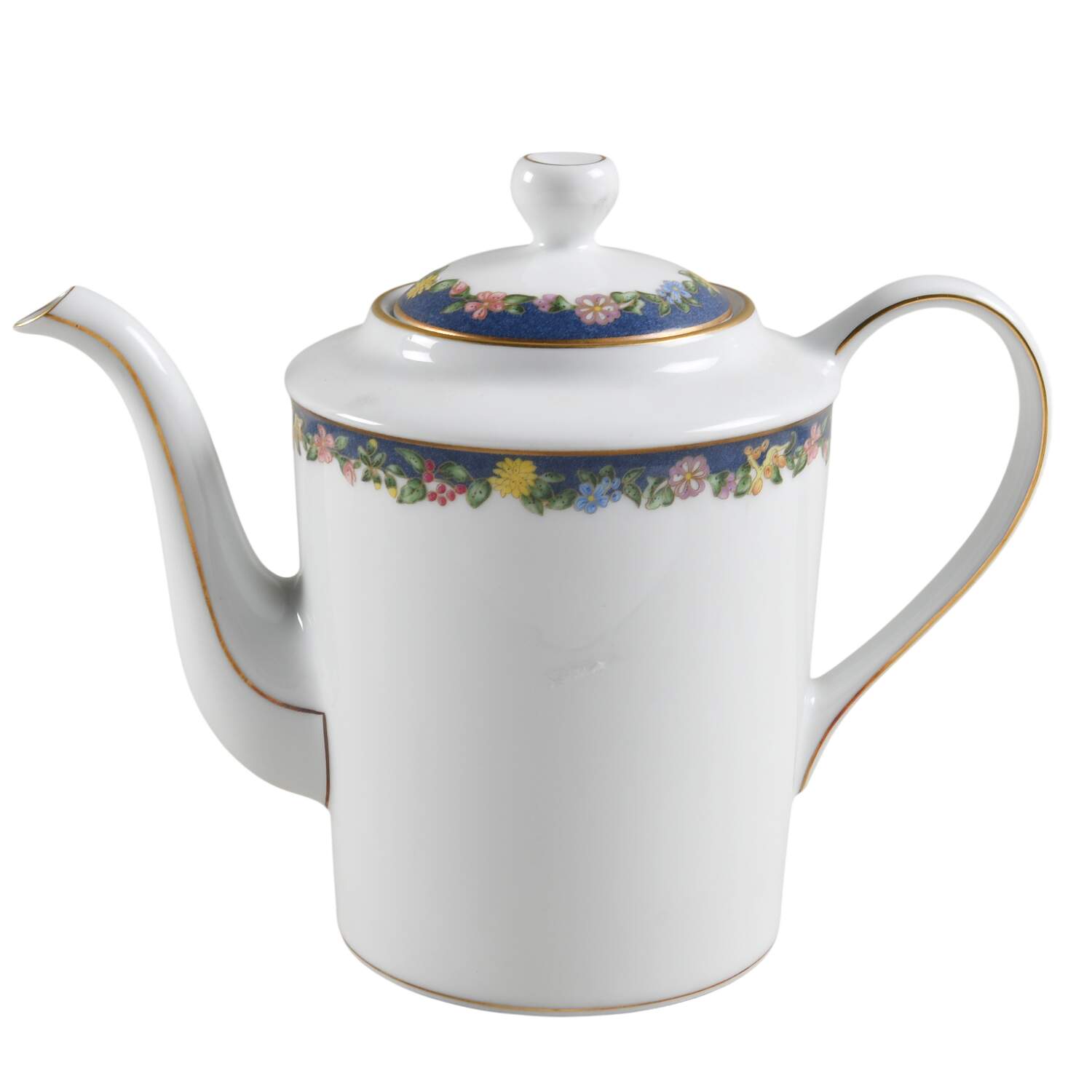 Fiorini Bleu (No Gold Outlined Flowers) Coffee Pot & Lid by Bernardaud-1