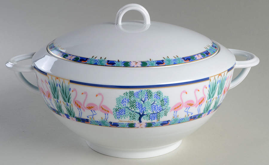 Flamants Roses Tureen &  Lid by Bernardaud-1