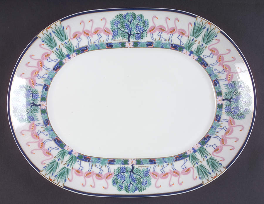 Flamants Roses 13" Oval Serving Platter by Bernardaud-1